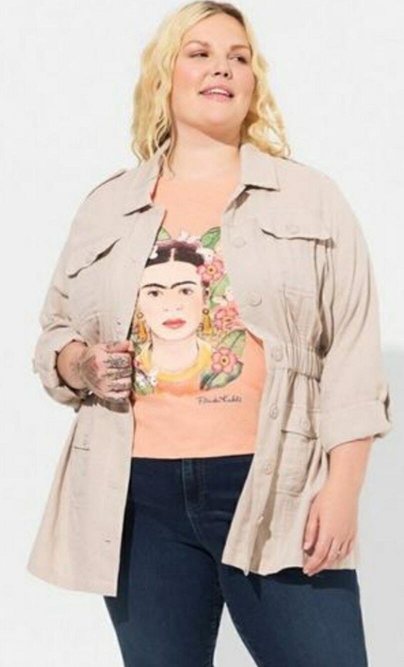 NWT Torrid Taupe Beige Gauzy Collared Utility Anorak Jacket Plus Size 6X